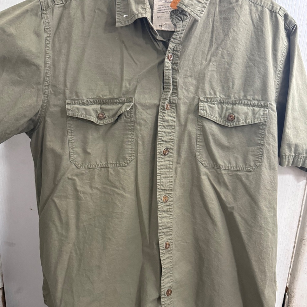 Army Green Utility Button Down by Eddie Bauer Size Large (L)